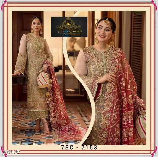 Fancy hand embroidery work full stitching suits pant dupatta set