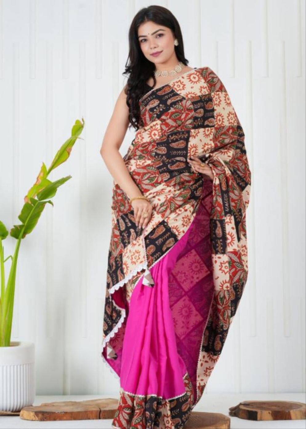 Women's Cotton Saree With Patch Work