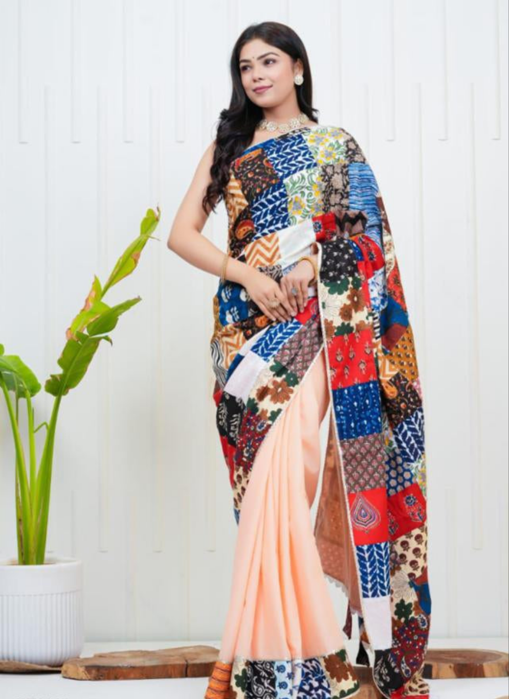 Women's Cotton Saree With Patch Work