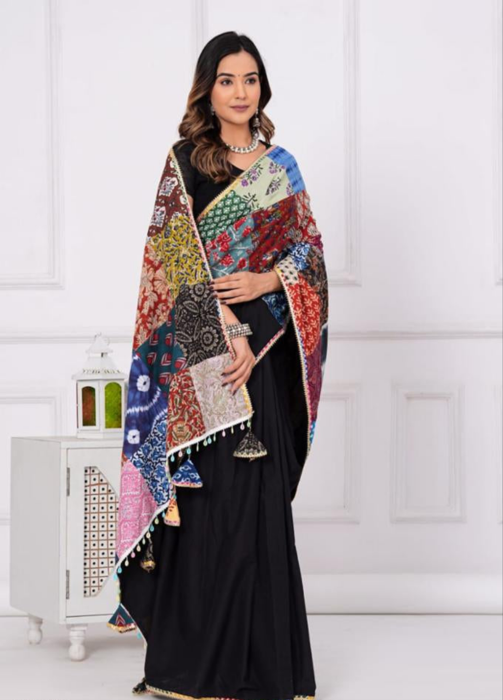 Women's Cotton Saree With Patch Work