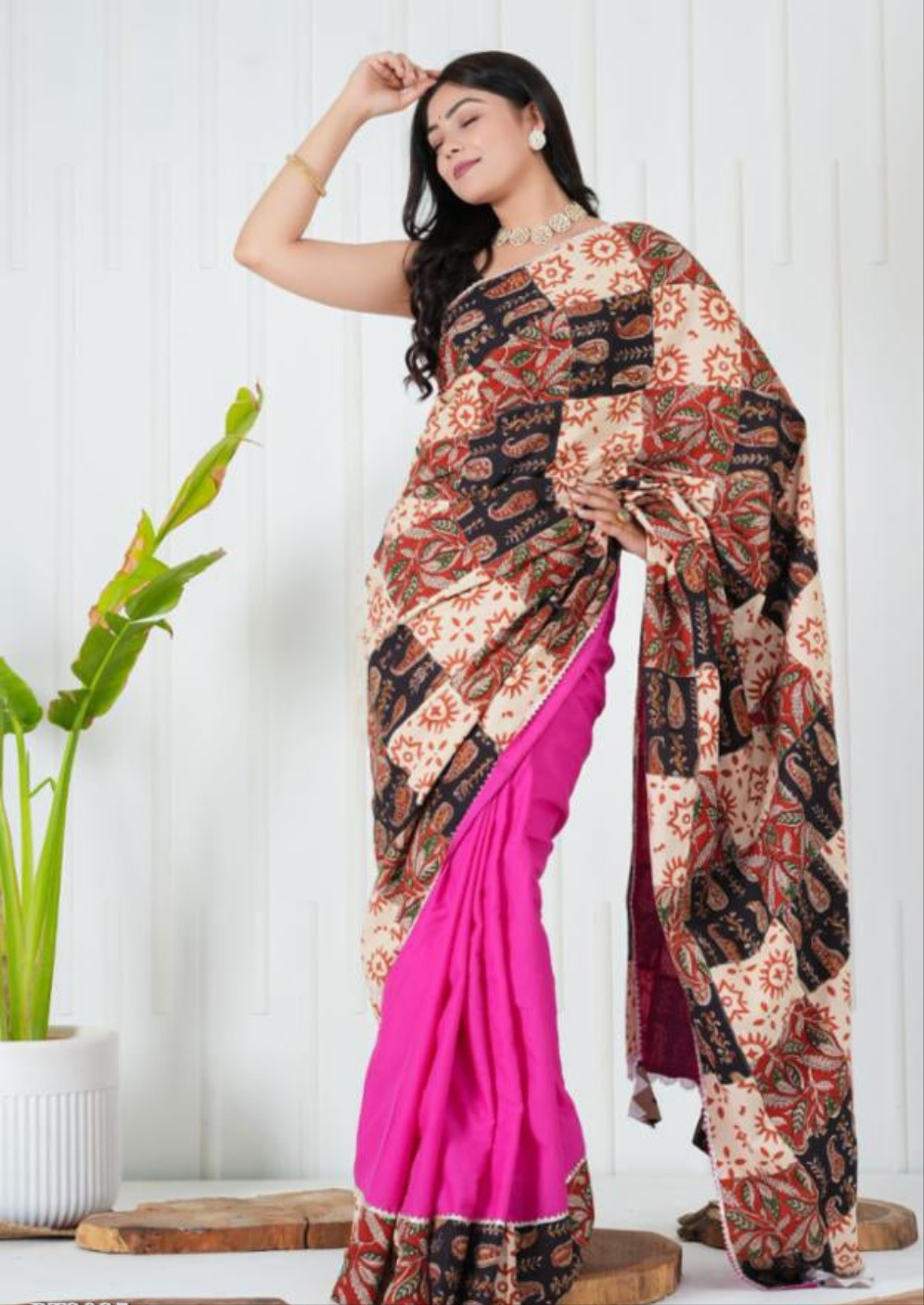 Women's Cotton Saree With Patch Work