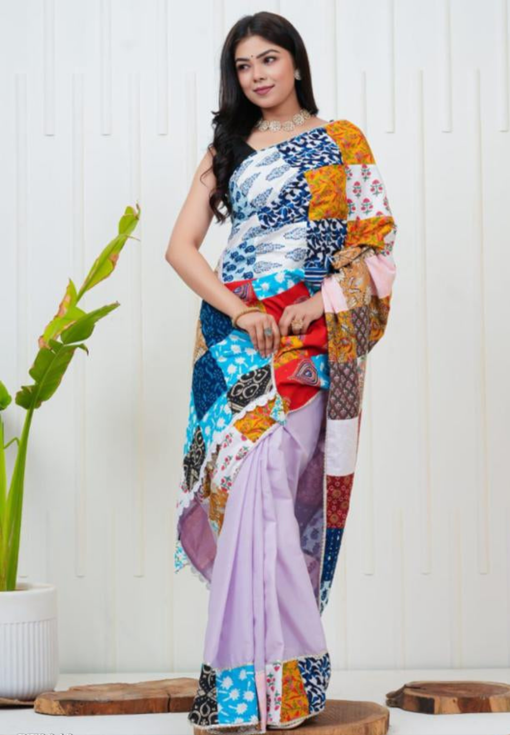 Women's Cotton Saree With Patch Work