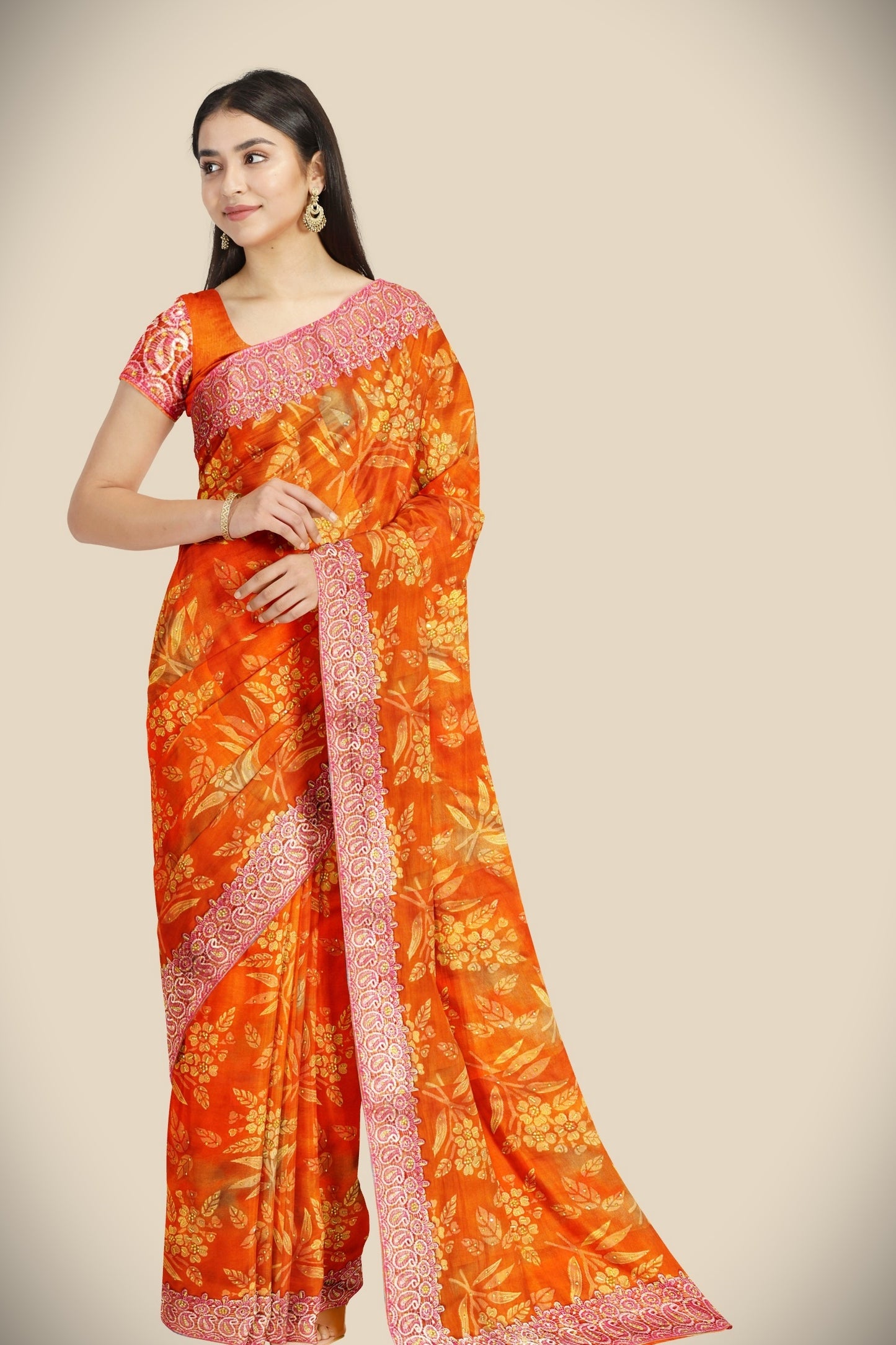 Fancy hand work saree with blouse