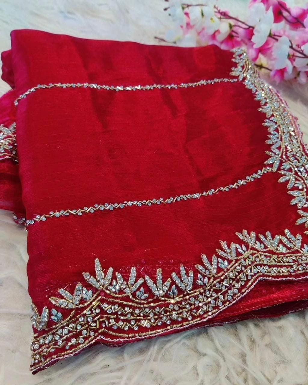Zimmy Choo hand work saree diamond stone work