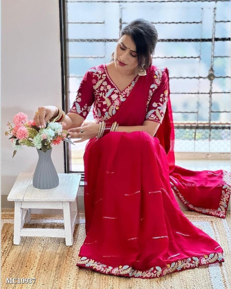 Women,s Blooming Rangoli Sequance Embroidery work stitching blouse