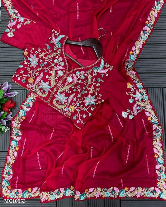 Women,s Blooming Rangoli Sequance Embroidery work stitching blouse