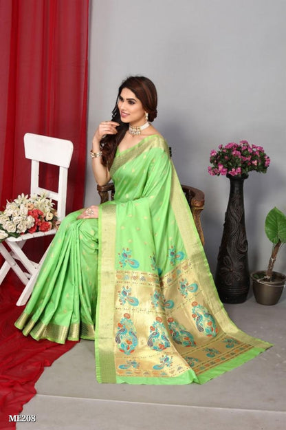 Pathani soft silk saree with blouse piece