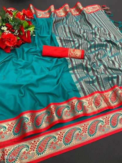 Beautiful cotton silk saree with blouse piece