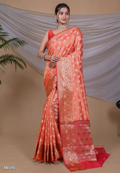 Organza Weaving Saree With  , jaal design and Rich Pallu