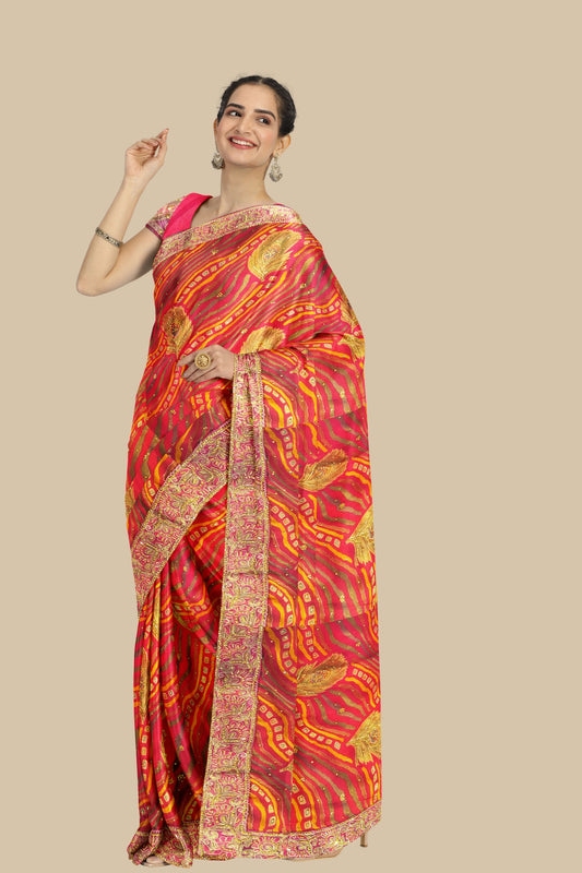 Beautiful fancy hand work saree with blouse