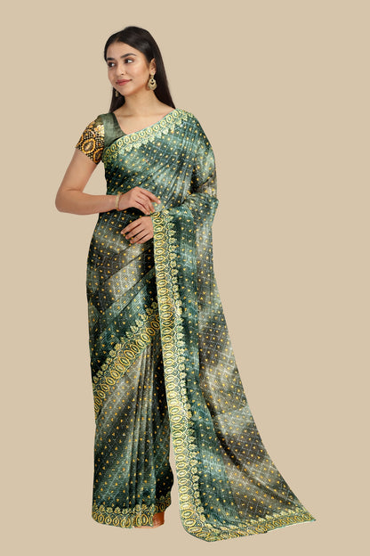 lining setered colours hand work saree with blouse