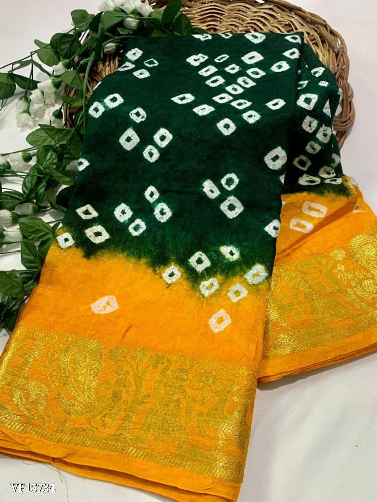 Hend Bandhej Art Silk With Zari Waving