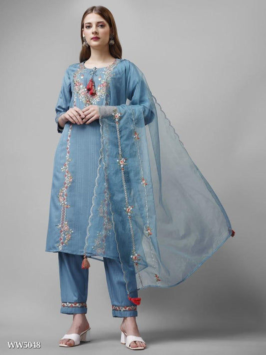 Kurti , pure VISCOSE RAYON WITH SEQUENCE EMBROIDERY WORK