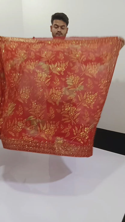 Fancy hand work saree with blouse