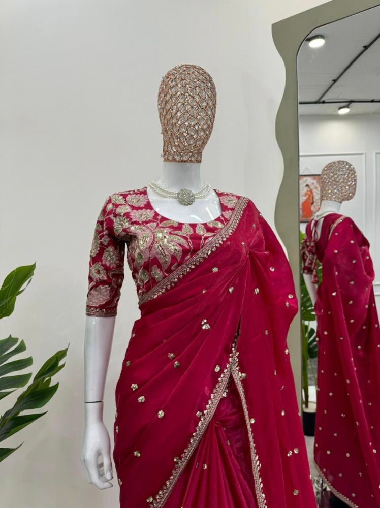 Beautiful Embroidery Zari Work With Siroski Work