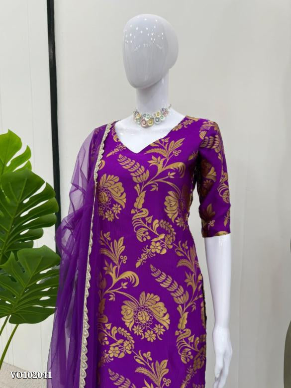 jacquard Silk fabric suit set