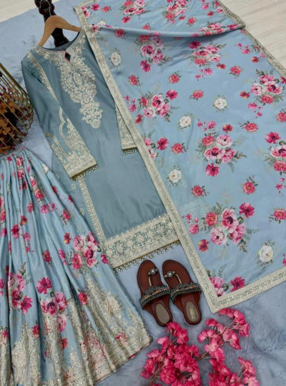 Chinon Silk With Embroidery 3 mm suit set