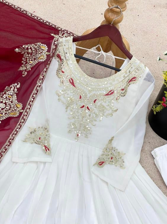 Full Sleeves georget fancy Gown set.