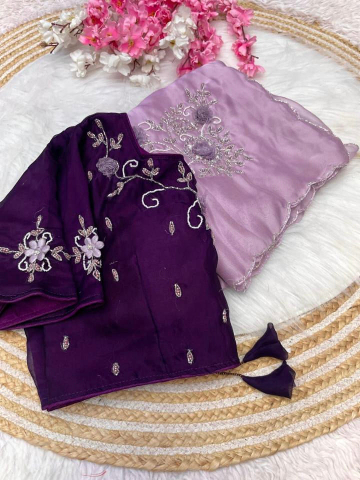 Jordan silk sattin Fabric With hand Work