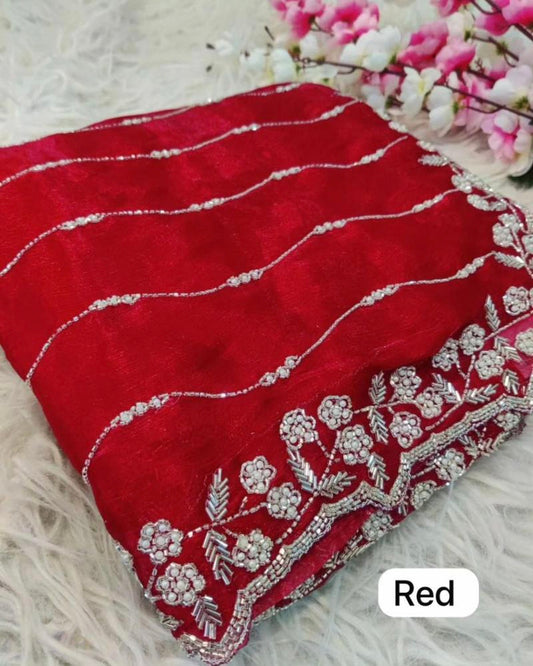 Pure hand work zimmy choo saree
