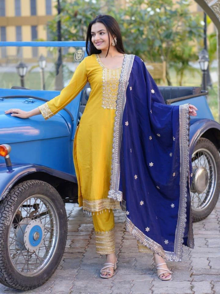 roman silk kurti set with dupatta suit set