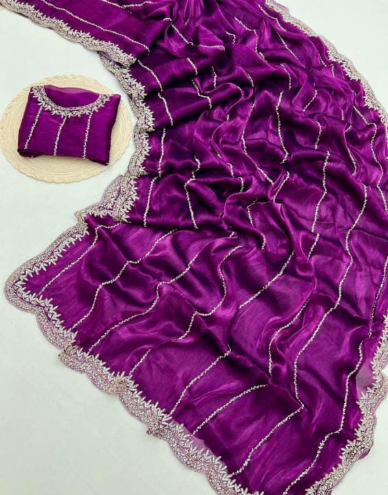 Zimmy Choo hand work saree diamond stone work