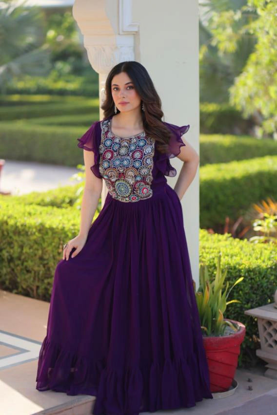 Blooming long gown with dupatta.