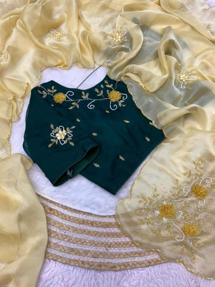 Jordan silk sattin Fabric With hand Work