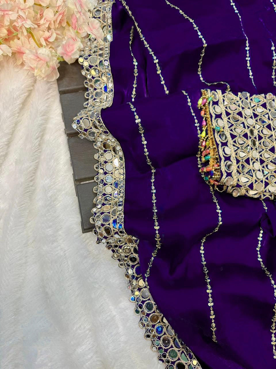 Mirror work saree