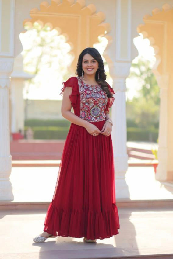 Blooming long gown with dupatta