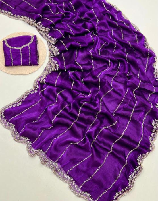 Zimmy Choo hand work saree diamond stone work