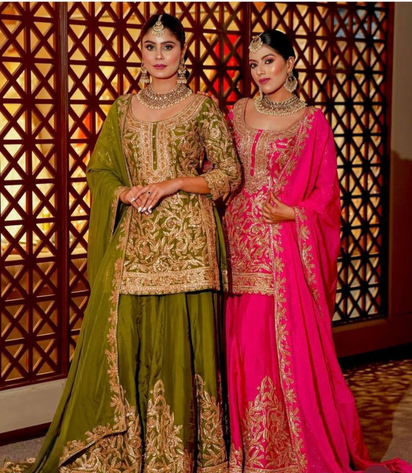 Chinon silk top bottom dupatta,
