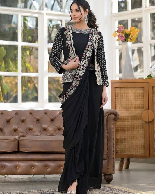 Chinon Silk Party Wear Koti With Sarara set