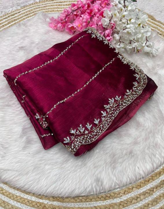 Zimmy Choo hand work saree diamond stone work