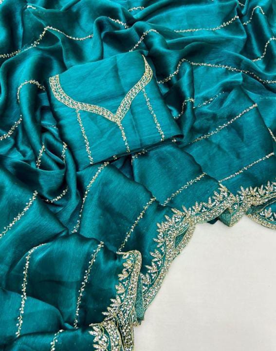 Zimmy Choo hand work saree diamond stone work