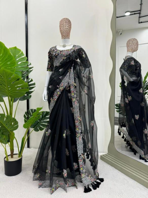 Tibby Silk black look saree