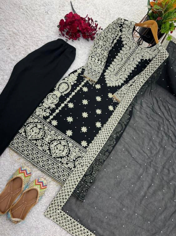 pure Georgette With Heavy Embroidery suit set,