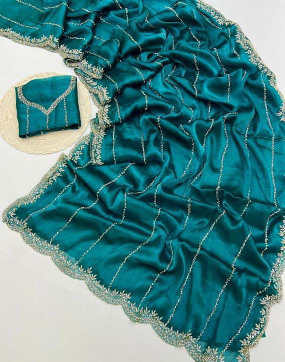 Zimmy Choo hand work saree diamond stone work