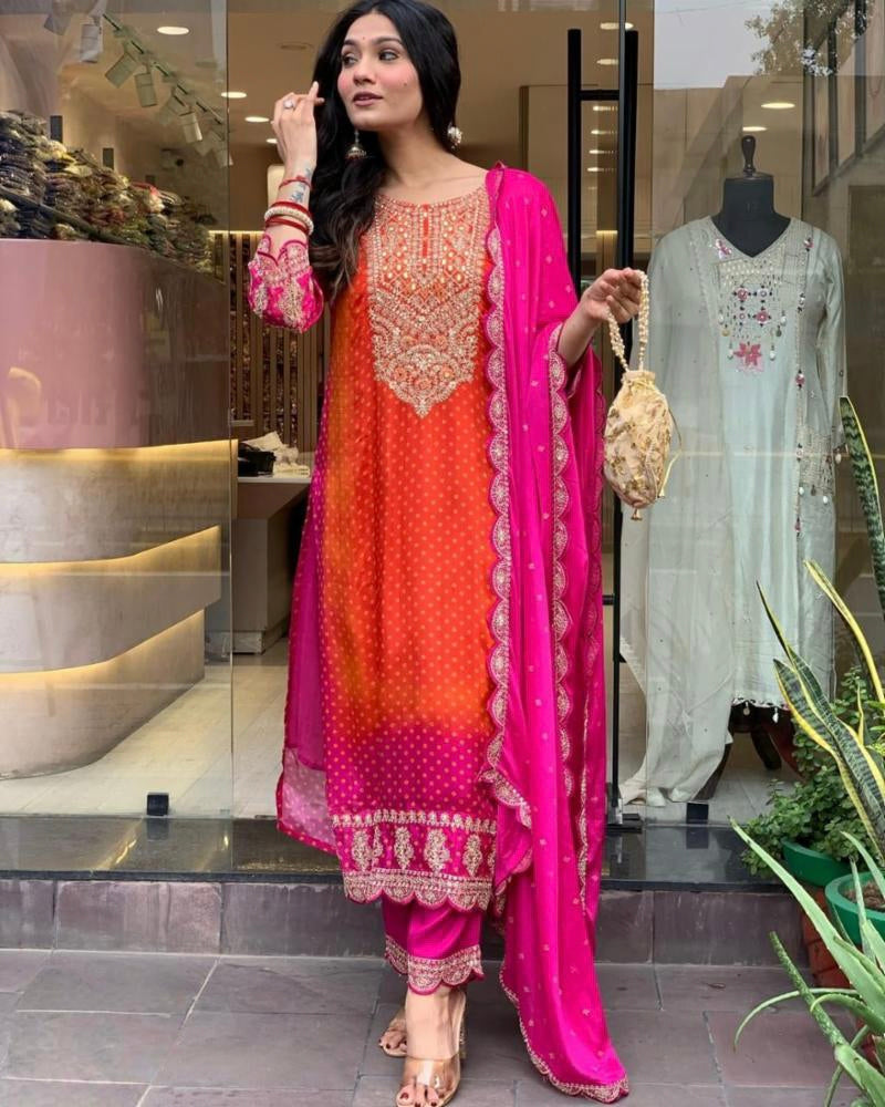 Premium Chinon Silk suit set