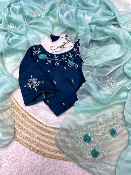 Jordan silk sattin Fabric With hand  Work