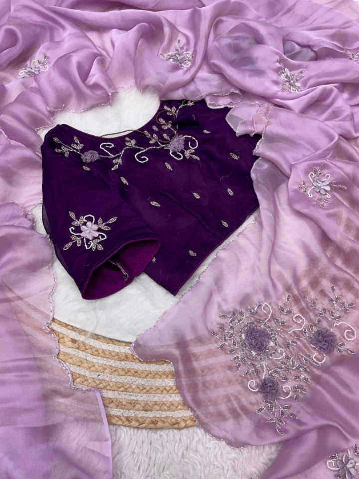 Jordan silk sattin Fabric With hand Work