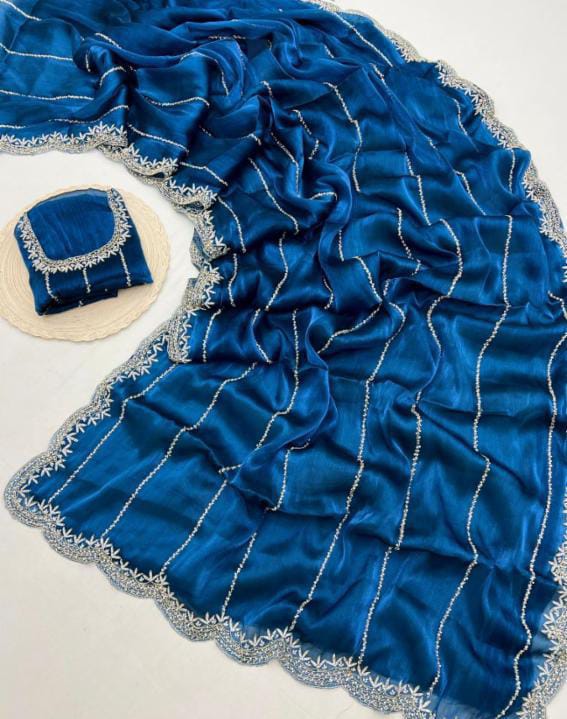 Zimmy Choo hand work saree diamond stone work