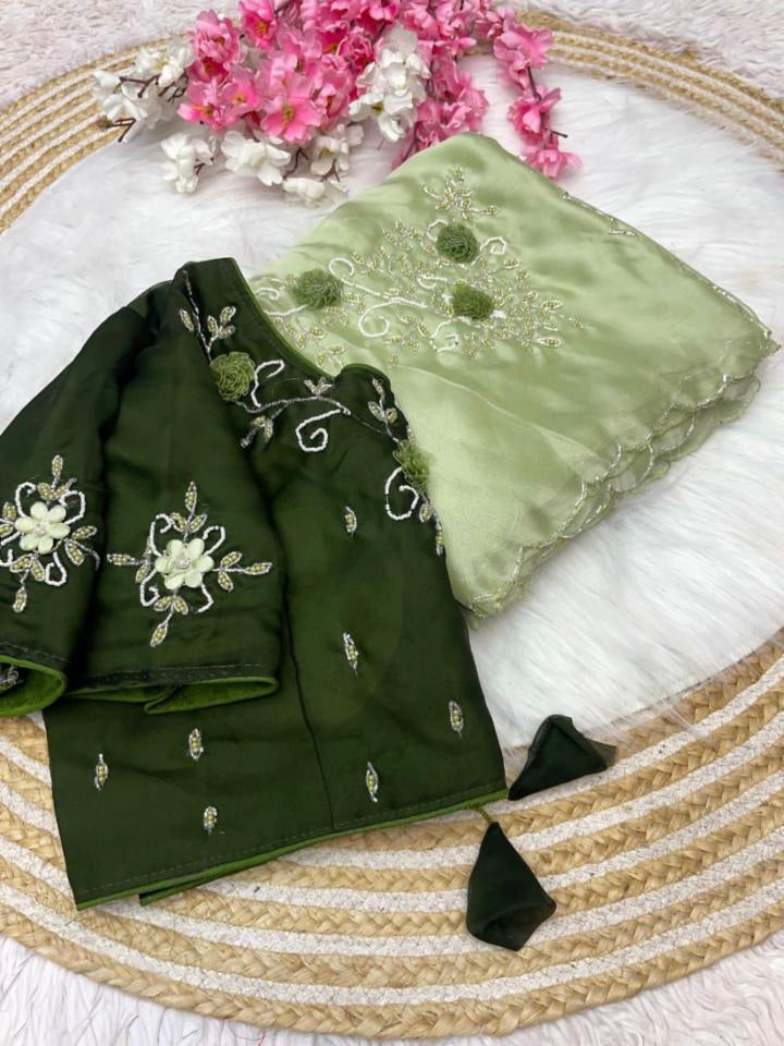 Jordan silk sattin Fabric With hand Work