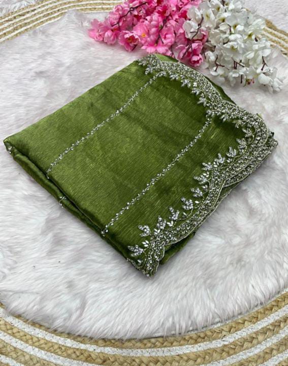 Zimmy Choo hand work saree diamond stone work