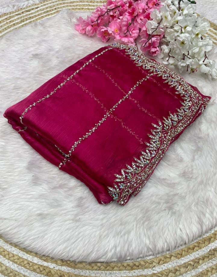 Zimmy Choo Saree pure Handwork ston work saree