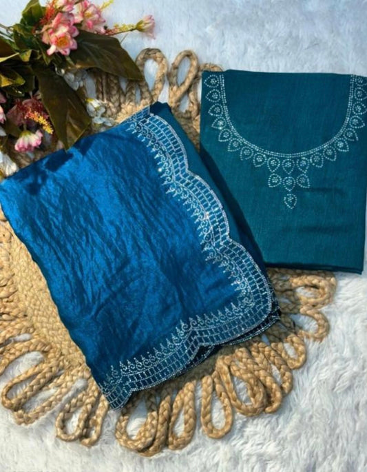 Pure Burburry Silk diamond work  saree