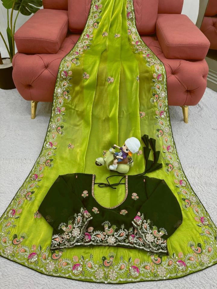 Party Wear Jimmy Choo Multi Sequence Work Saree