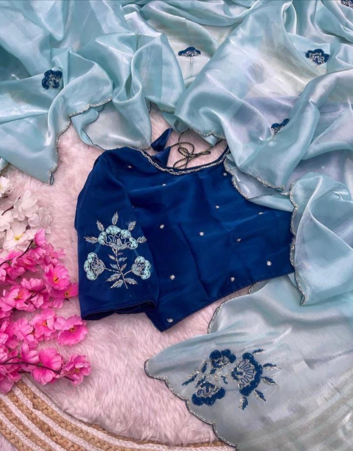 Soft Jimmy Choo hand work saree