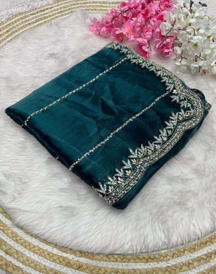 Zimmy Choo Saree pure Handwork ston work saree