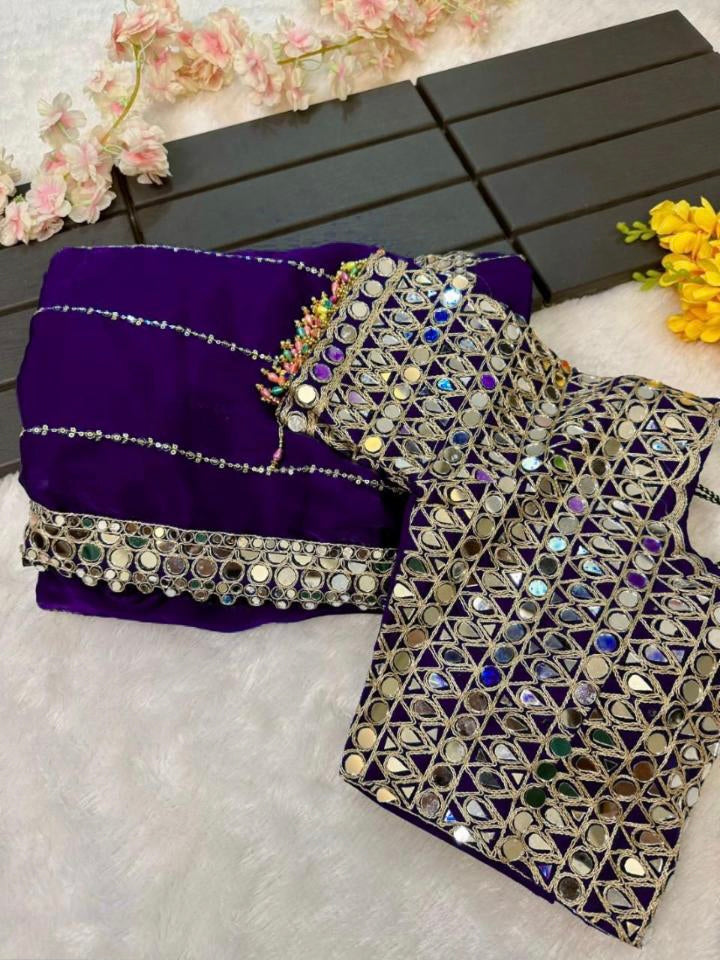 Mirror work saree